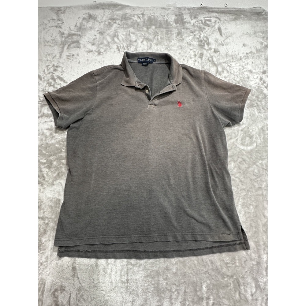 U.S. Polo Assn. Polo Shirt Men's Size XL Gray Vintage Fade & Discolored All Over